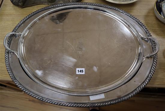An Old Sheffield plated tray and meat dish